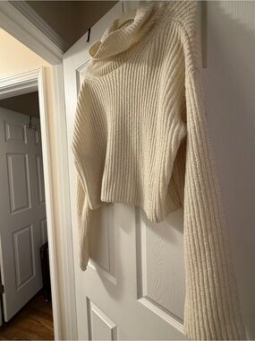 Double Zero Turtleneck Ribbed Knit Crop Sweater